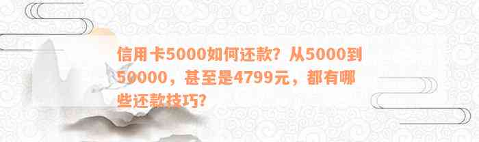 单次还款不超过5000吗？相关问题解答与处理