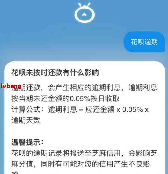 花呗欠款2万逾期一年后会发生什么