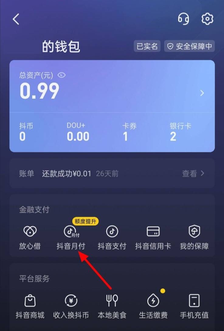 抖音月度付款怎么还款