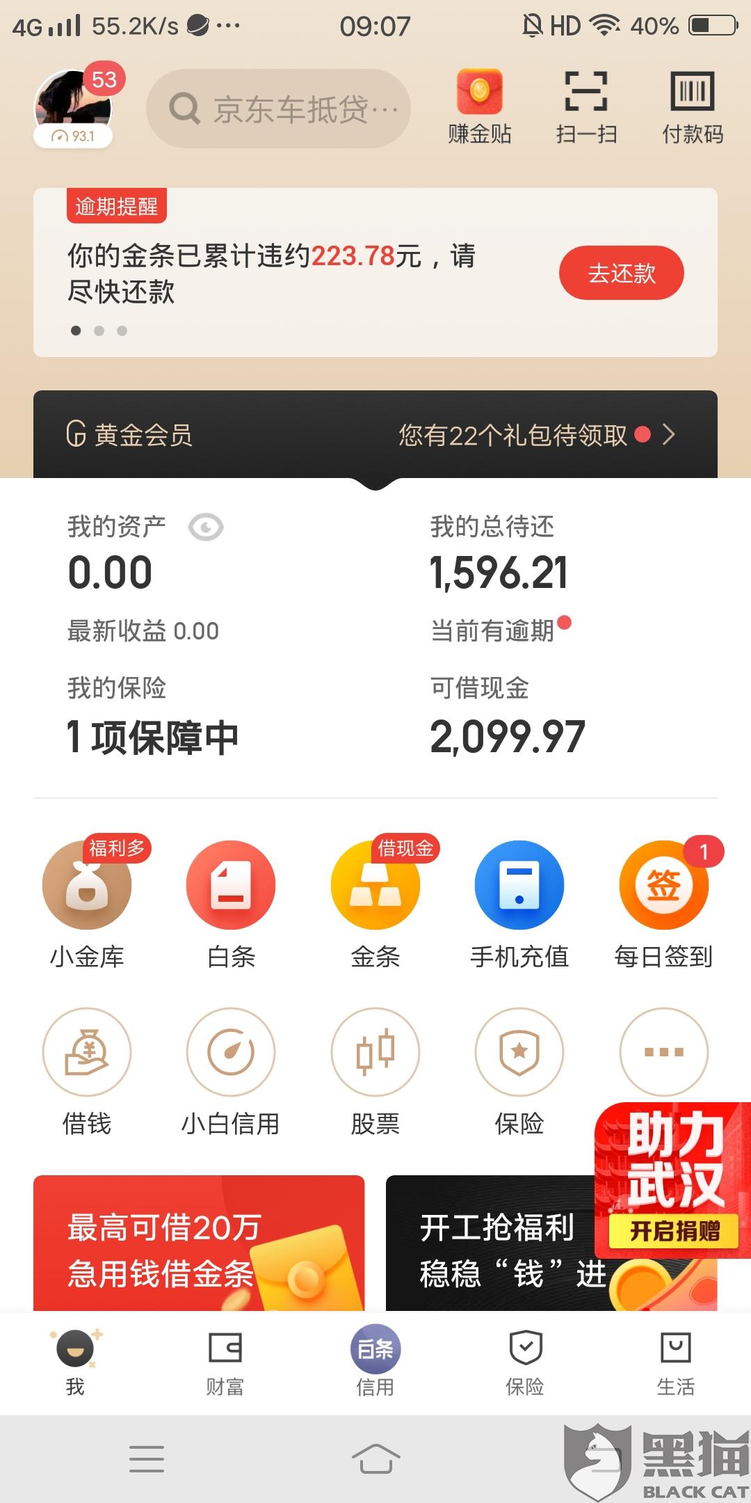 京东金条逾期了几万