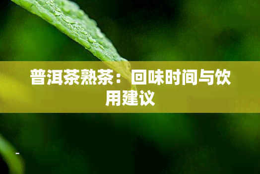 普洱茶熟茶：回味时间与饮用建议