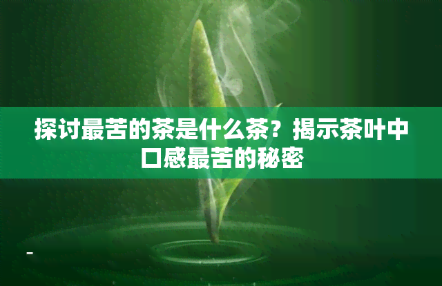 探讨最苦的茶是什么茶？揭示茶叶中口感最苦的秘密