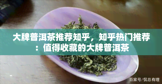 大牌普洱茶推荐知乎，知乎热门推荐：值得收藏的大牌普洱茶