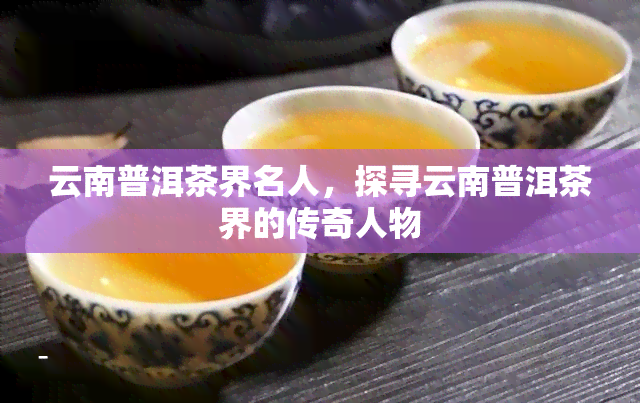 云南普洱茶界名人，探寻云南普洱茶界的传奇人物