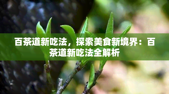 百茶道新吃法，探索美食新境界：百茶道新吃法全解析