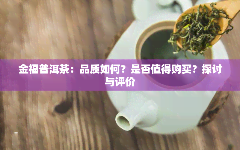 金福普洱茶：品质如何？是否值得购买？探讨与评价