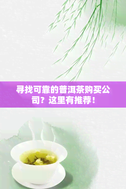 寻找可靠的普洱茶购买公司？这里有推荐！