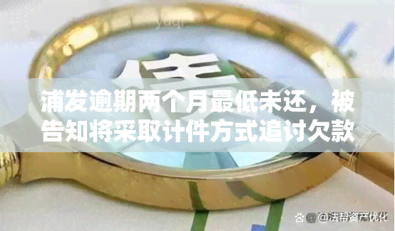 浦发逾期两个月更低未还，被告知将采取计件方式追讨欠款