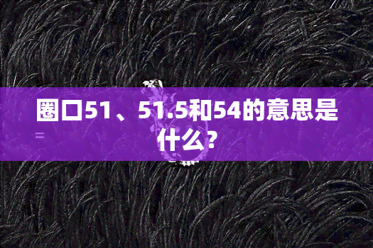 圈口51、51.5和54的意思是什么？