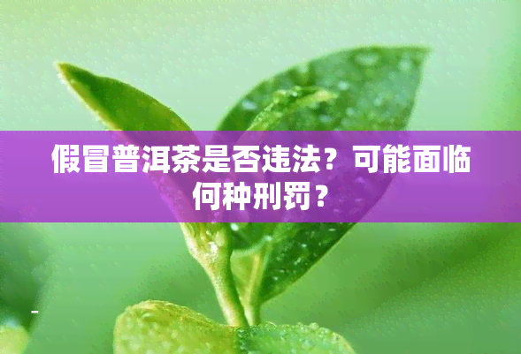 假冒普洱茶是否违法？可能面临何种刑罚？