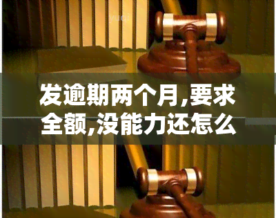 发逾期两个月,要求全额,没能力还怎么办，发逾期两月，无力偿还全部欠款应如何处理？