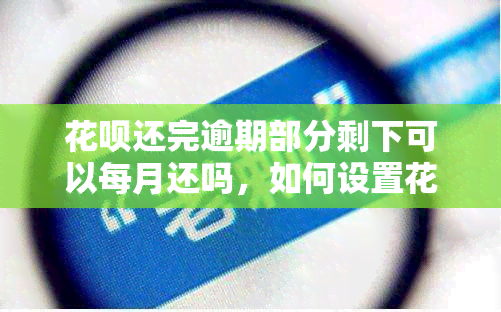 花呗还完逾期部分剩下可以每月还吗，如何设置花呗还款计划：逾期部分已经还完，剩余金额可以每月分期吗？