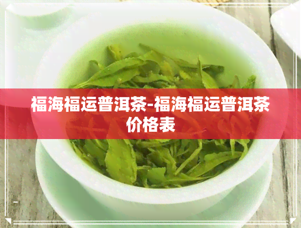 福海福运普洱茶-福海福运普洱茶价格表