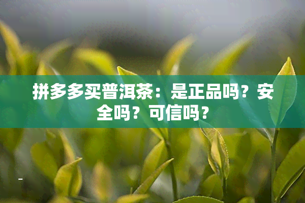 拼多多买普洱茶：是正品吗？安全吗？可信吗？