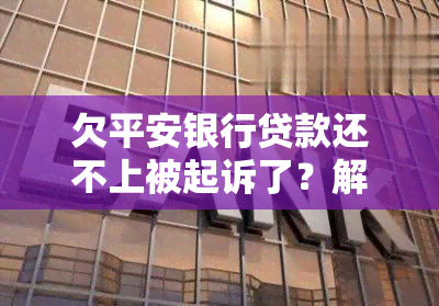 欠平安银行贷款还不上被起诉了？解决办法及立案标准