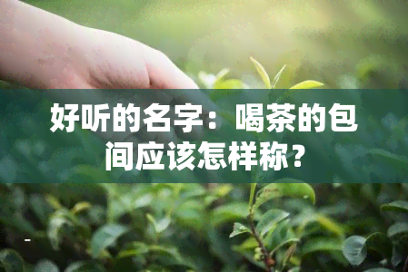 好听的名字：喝茶的包间应该怎样称？