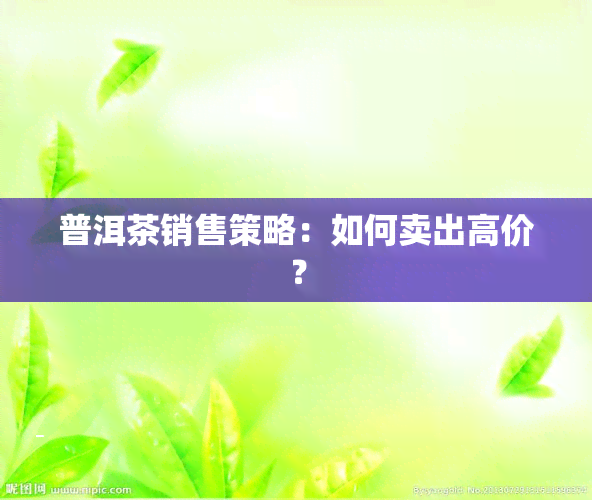 普洱茶销售策略：如何卖出高价？