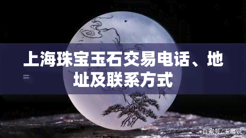 上海珠宝玉石交易电话、地址及联系方式