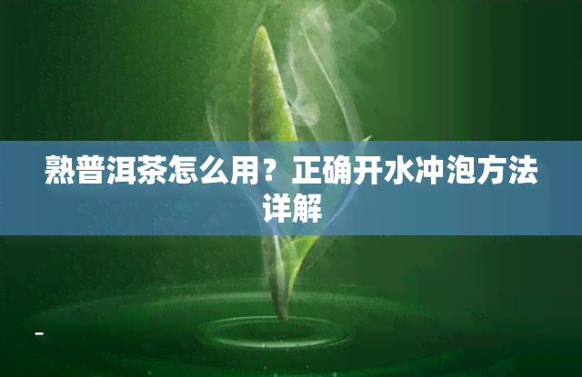 熟普洱茶怎么用？正确开水冲泡方法详解