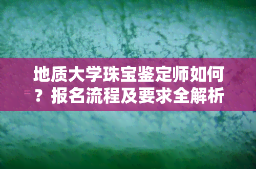 地质大学珠宝鉴定师如何？报名流程及要求全解析