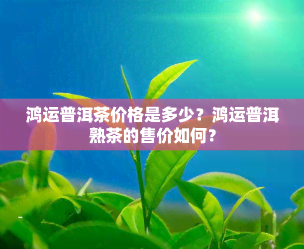 鸿运普洱茶价格是多少？鸿运普洱熟茶的售价如何？