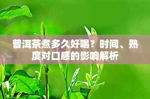 普洱茶煮多久好喝？时间、熟度对口感的影响解析