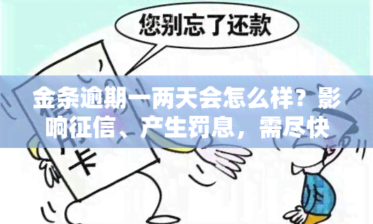 金条逾期一两天会怎么样？影响、产生罚息，需尽快还款。逾期一天后能否继续使用？可能需要审核。逾期两三天有何后果？可能导致账户冻结。