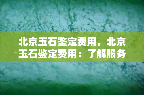 北京玉石鉴定费用，北京玉石鉴定费用：了解服务收费详情