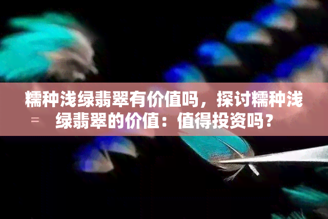 糯种浅绿翡翠有价值吗，探讨糯种浅绿翡翠的价值：值得投资吗？