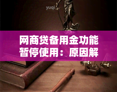 网商贷备用金功能暂停使用：原因解析、解决方法及影响全解