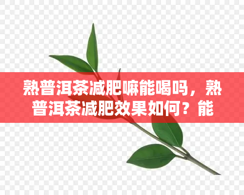 熟普洱茶减肥嘛能喝吗，熟普洱茶减肥效果如何？能喝吗？