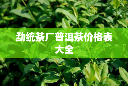 勐统茶厂普洱茶价格表大全