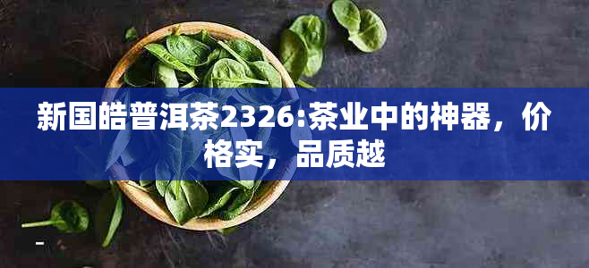 新国皓普洱茶2326:茶业中的神器，价格实，品质越