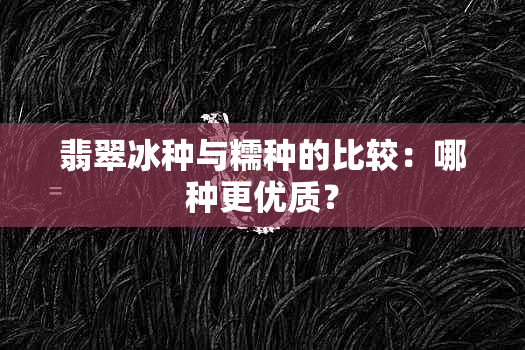 翡翠冰种与糯种的比较：哪种更优质？