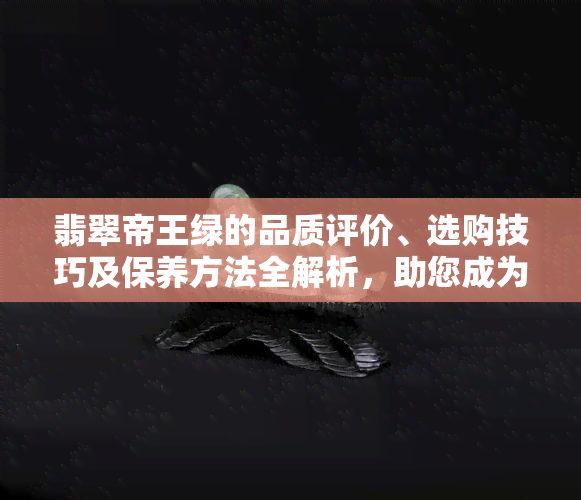 翡翠帝王绿的品质评价、选购技巧及保养方法全解析，助您成为翡翠专家