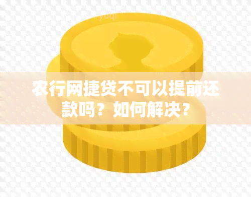 农行网捷贷不可以提前还款吗？如何解决？