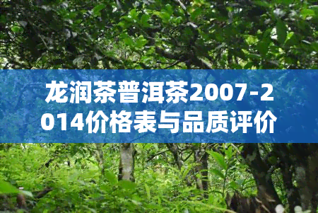 龙润茶普洱茶2007-2014价格表与品质评价