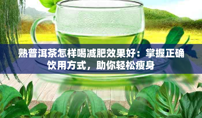 熟普洱茶怎样喝减肥效果好：掌握正确饮用方式，助你轻松瘦身