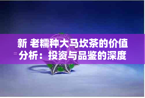 新 老糯种大马坎茶的价值分析：投资与品鉴的深度探讨