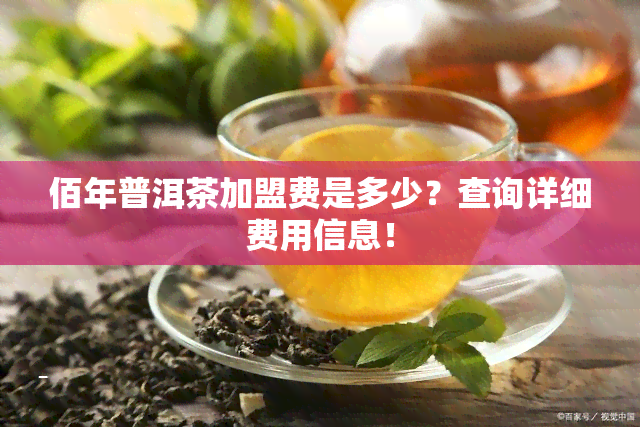 佰年普洱茶加盟费是多少？查询详细费用信息！