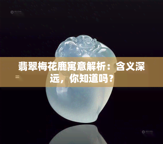 翡翠梅花鹿寓意解析：含义深远，你知道吗？