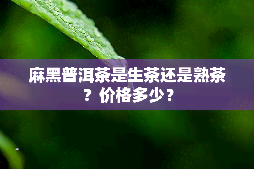 麻黑普洱茶是生茶还是熟茶？价格多少？