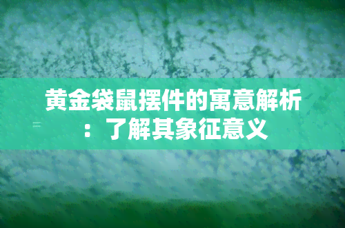 黄金袋鼠摆件的寓意解析：了解其象征意义