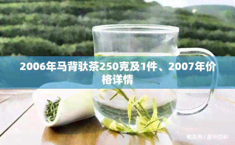 2006年马背驮茶250克及1件、2007年价格详情