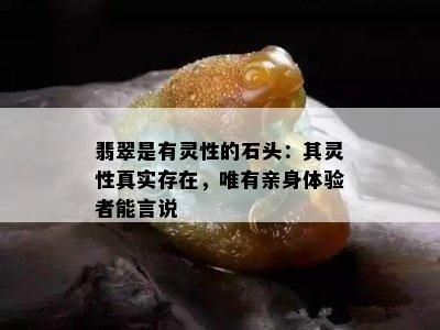 翡翠是有灵性的石头：其灵性真实存在，唯有亲身体验者能言说