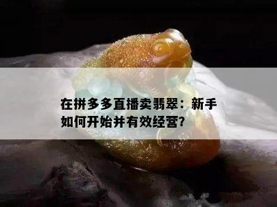 在拼多多直播卖翡翠：新手如何开始并有效经营？