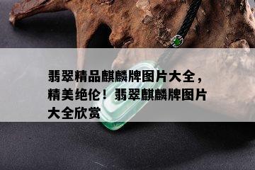 翡翠精品麒麟牌图片大全，精美绝伦！翡翠麒麟牌图片大全欣赏