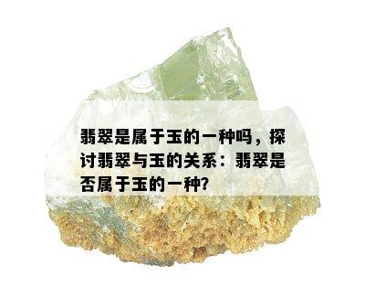 翡翠是属于玉的一种吗，探讨翡翠与玉的关系：翡翠是否属于玉的一种？