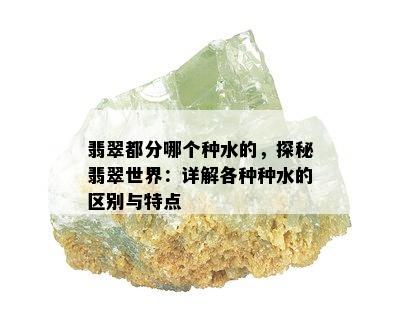 翡翠都分哪个种水的，探秘翡翠世界：详解各种种水的区别与特点