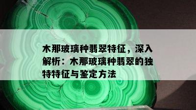 木那玻璃种翡翠特征，深入解析：木那玻璃种翡翠的独特特征与鉴定方法